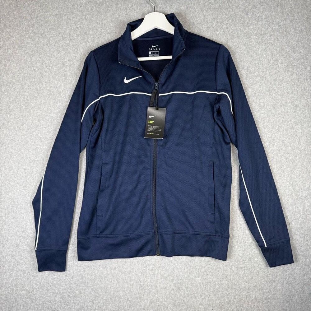 Nike Dri Fit Womens Size XS Full Zip Front Basketball Track Jacket Navy Blue NWT